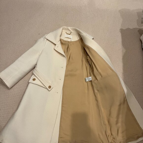 Chloe Ivory Women's  Virgin Wool Coat - Picture 3 of 5